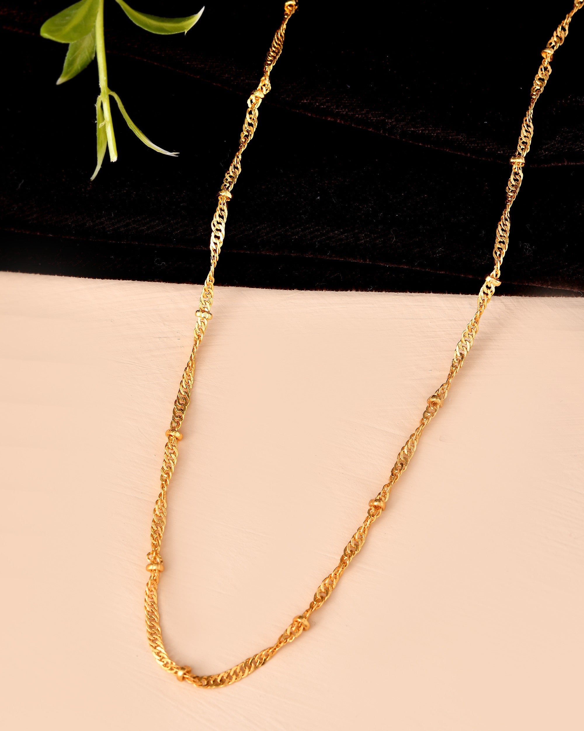 VOJ Women Stainless Steel Twisted Gold Polished Chain - Distacart