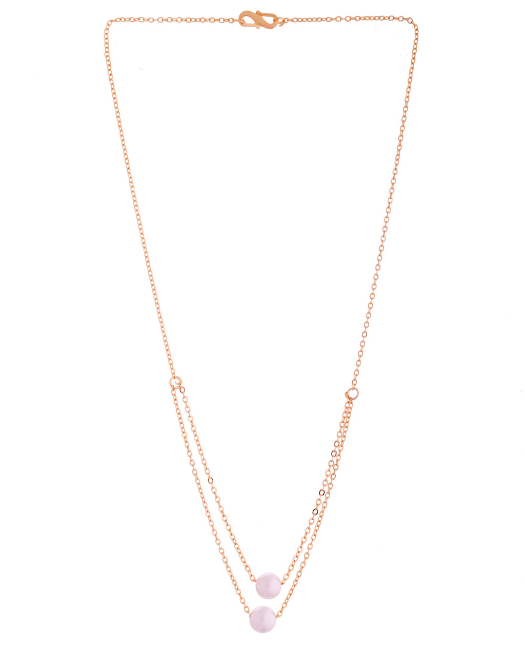 VOJ Gold Polished Pearl Studded Multi Layer Chain - Distacart