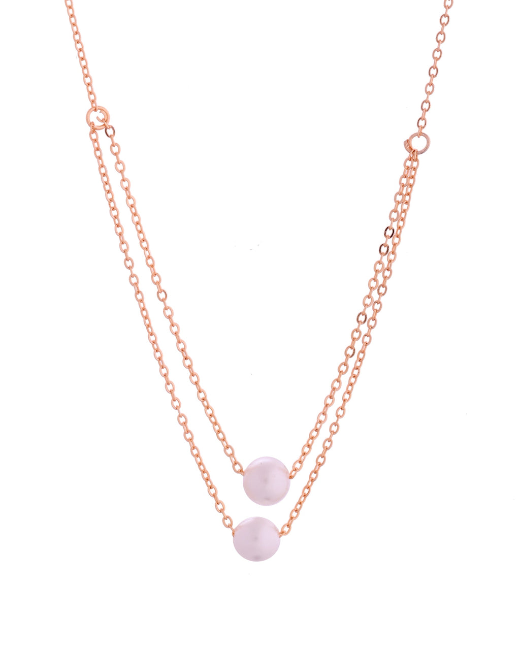 VOJ Gold Polished Pearl Studded Multi Layer Chain - Distacart
