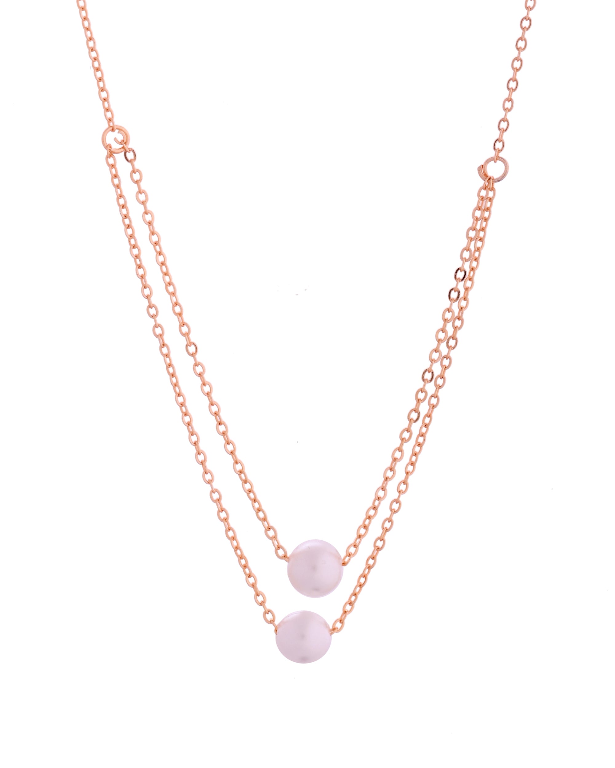 VOJ Gold Polished Pearl Studded Multi Layer Chain - Distacart