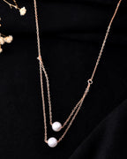 VOJ Gold Polished Pearl Studded Multi Layer Chain - Distacart