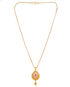 VOJ Gold Polished Teardrop Shaped Pendant With Chain Set - Distacart