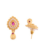 VOJ Gold Polished Teardrop Shaped Pendant With Chain Set - Distacart