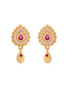 VOJ Gold Polished Teardrop Shaped Pendant With Chain Set - Distacart