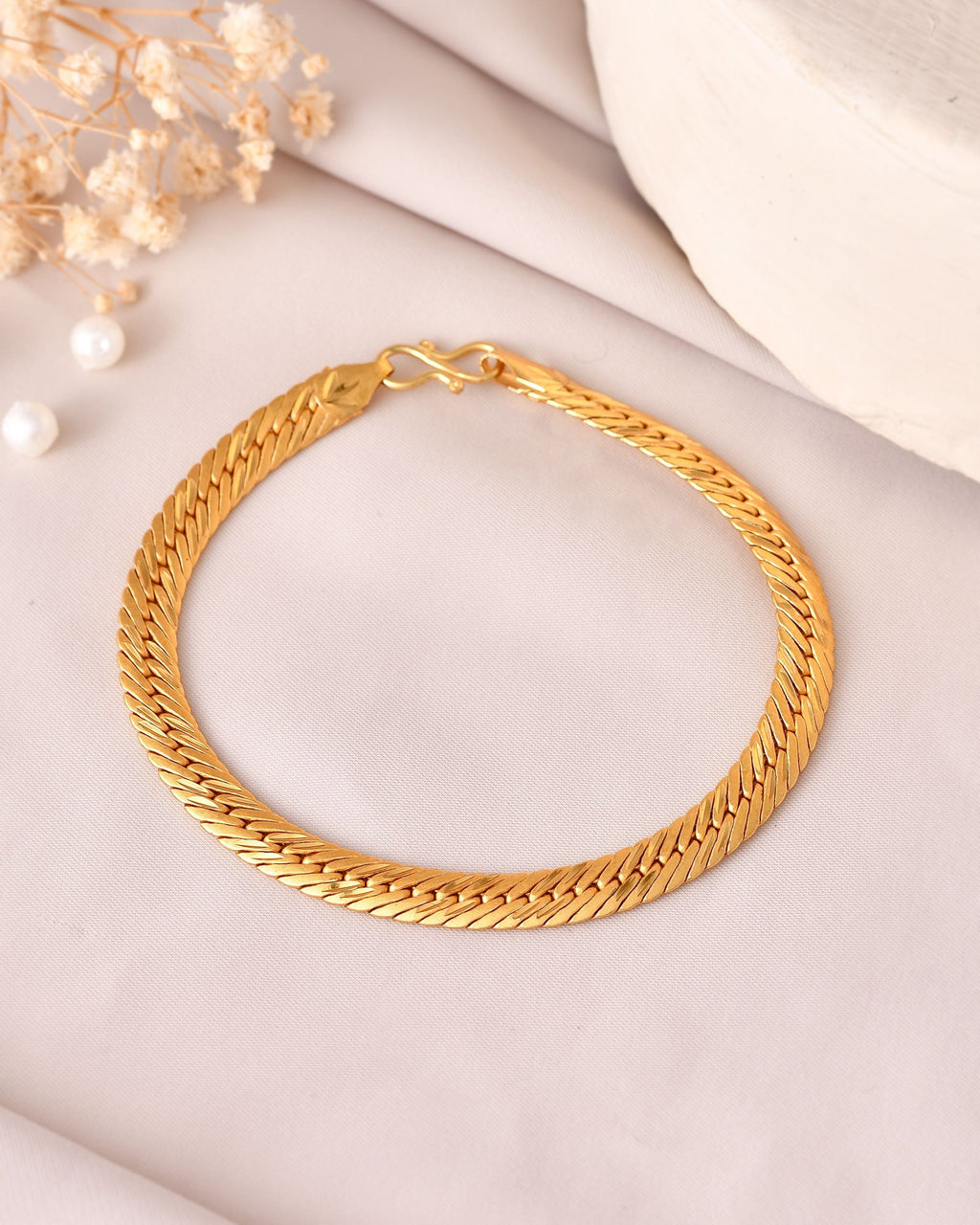 VOJ Men Stainless Steel Gold Polished Handcrafted Bracelet - Distacart