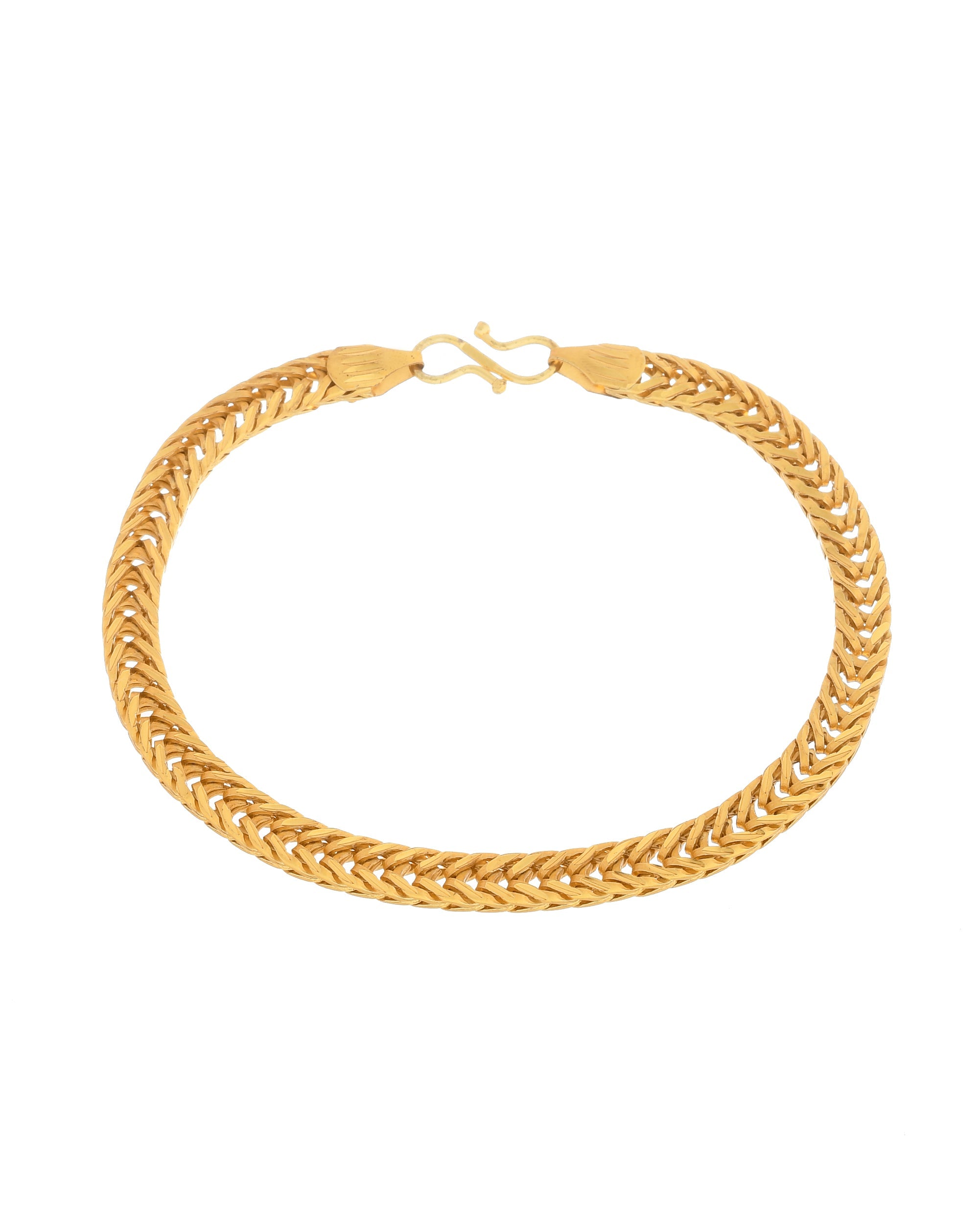 VOJ Men Gold Polished Stainless Steel Linked Bracelet - Distacart