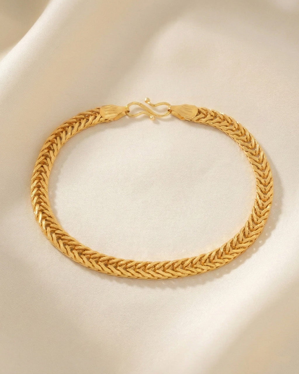 VOJ Men Gold Polished Stainless Steel Linked Bracelet - Distacart