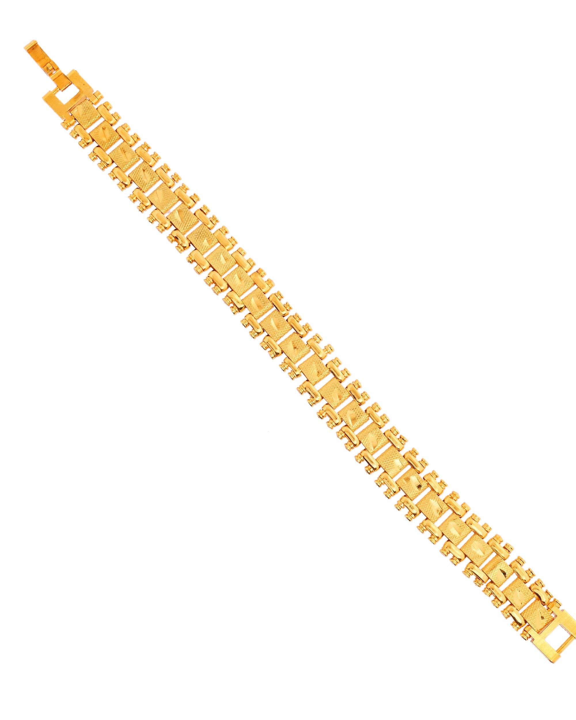 VOJ Gold Polished Handcrafted Stainless Steel Linked Bracelet For Men - Distacart