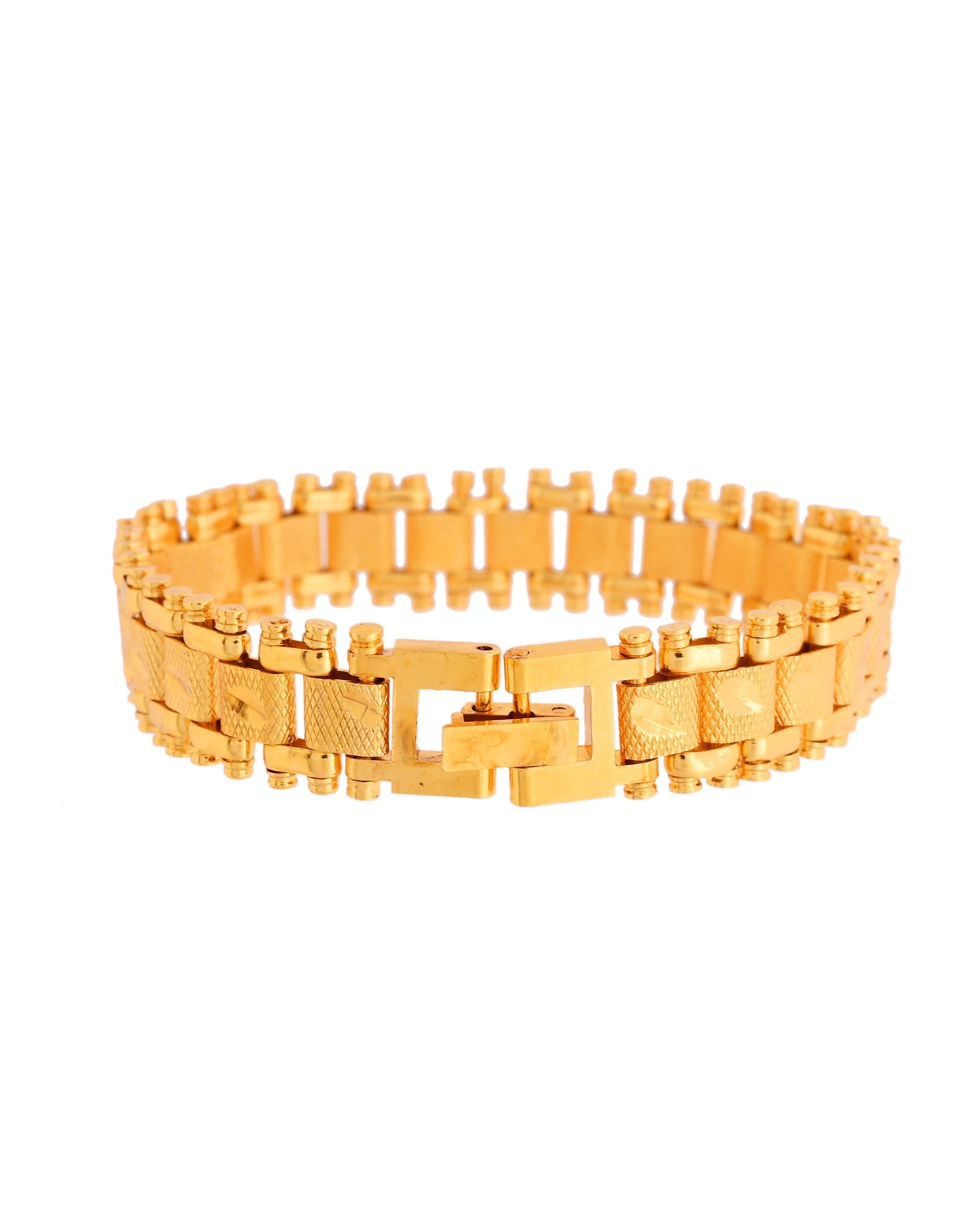 VOJ Gold Polished Handcrafted Stainless Steel Linked Bracelet For Men - Distacart