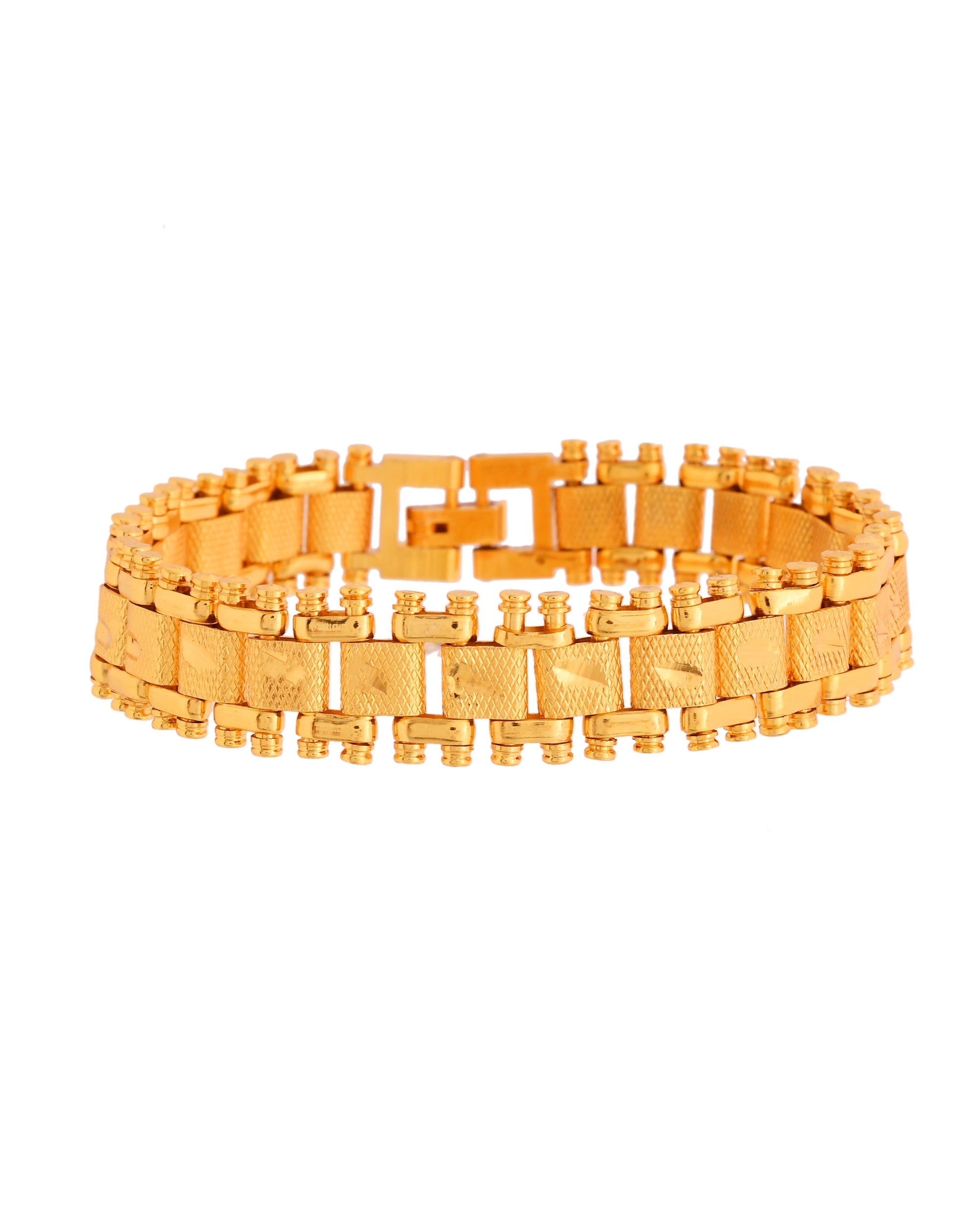 VOJ Gold Polished Handcrafted Stainless Steel Linked Bracelet For Men - Distacart