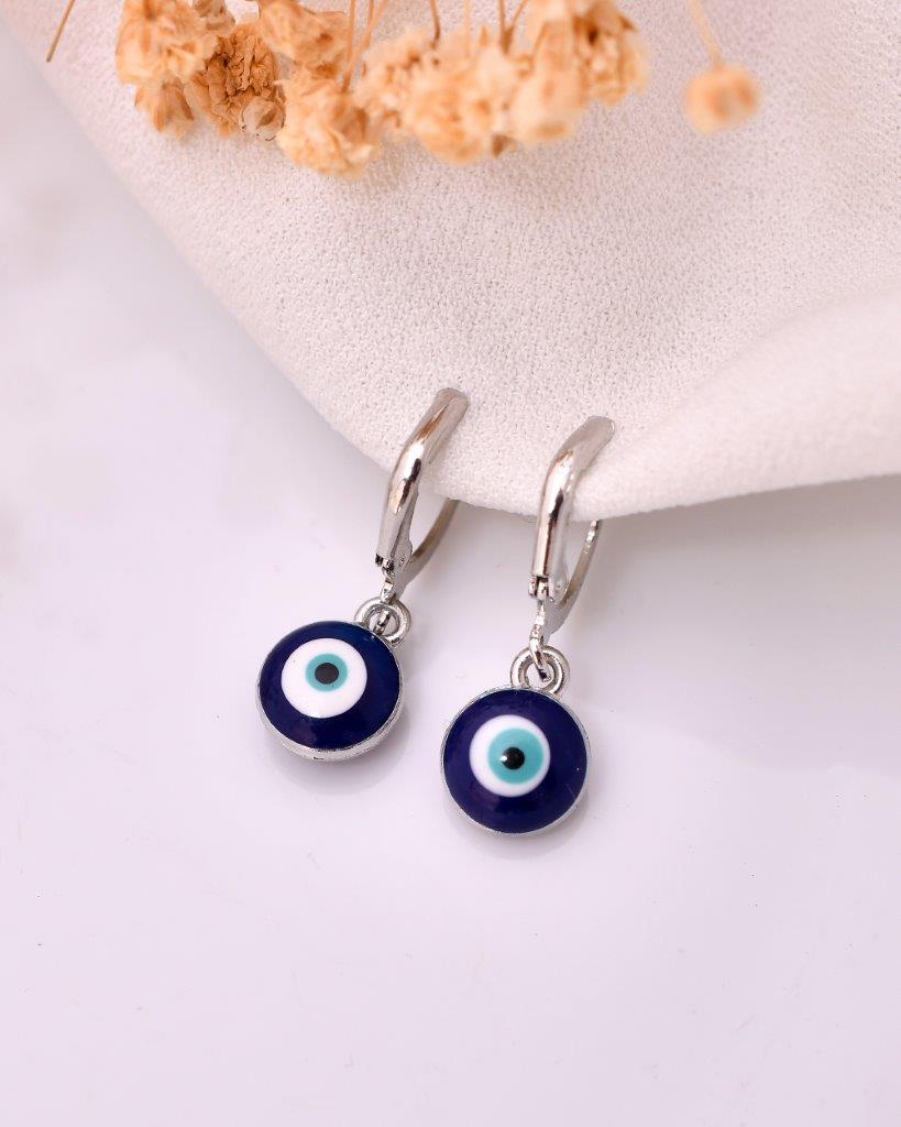 VOJ Silver Plated Contemporary Evel Eye Drop Earrings - Distacart