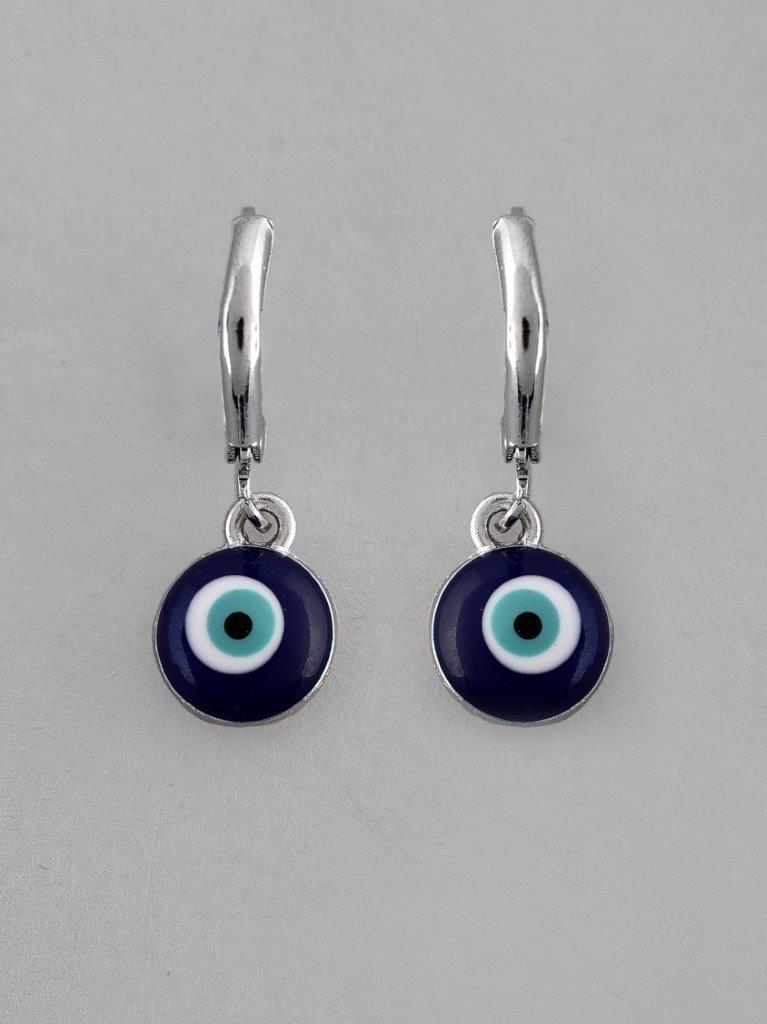 VOJ Silver Plated Contemporary Evel Eye Drop Earrings - Distacart