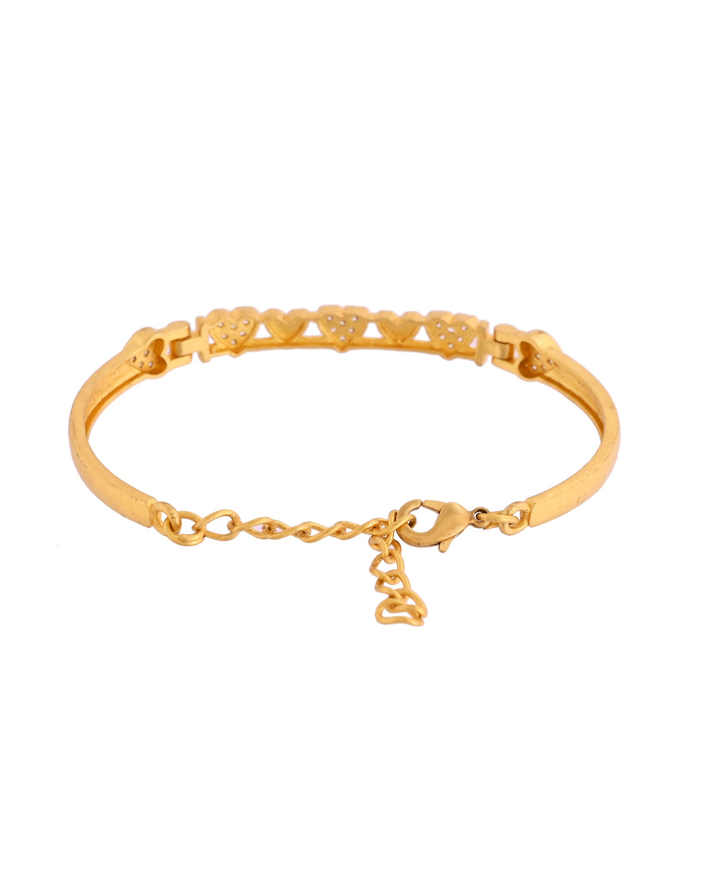 VOJ Women Gold Polished Heart Shaped Stone Studded Link Bracelet - Distacart