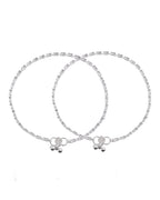 VOJ Set Of 2 Silver Plated Stone Studded Anklet - Distacart