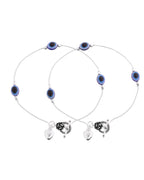 VOJ Set Of 2 Silver-Plated Stainless Steel Evil Eye Studded Anklet - Distacart
