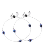 VOJ Set Of 2 Silver-Plated Stainless Steel Evil Eye Studded Anklet - Distacart