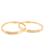 VOJ Set Of 2 Gold Polished Stone Studded Bangle - Distacart