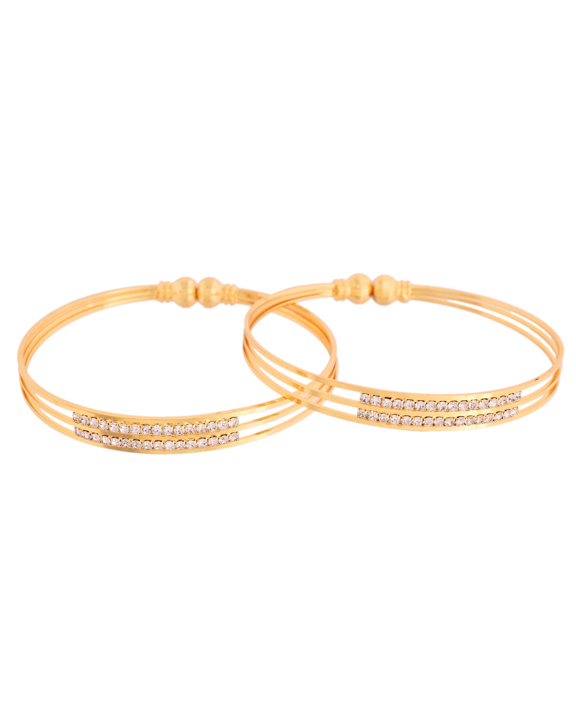 VOJ Set Of 2 Gold Polished Stone Studded Bangle - Distacart