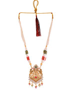 VOJ Gold Polished Designer Long Necklace With Earrings Set