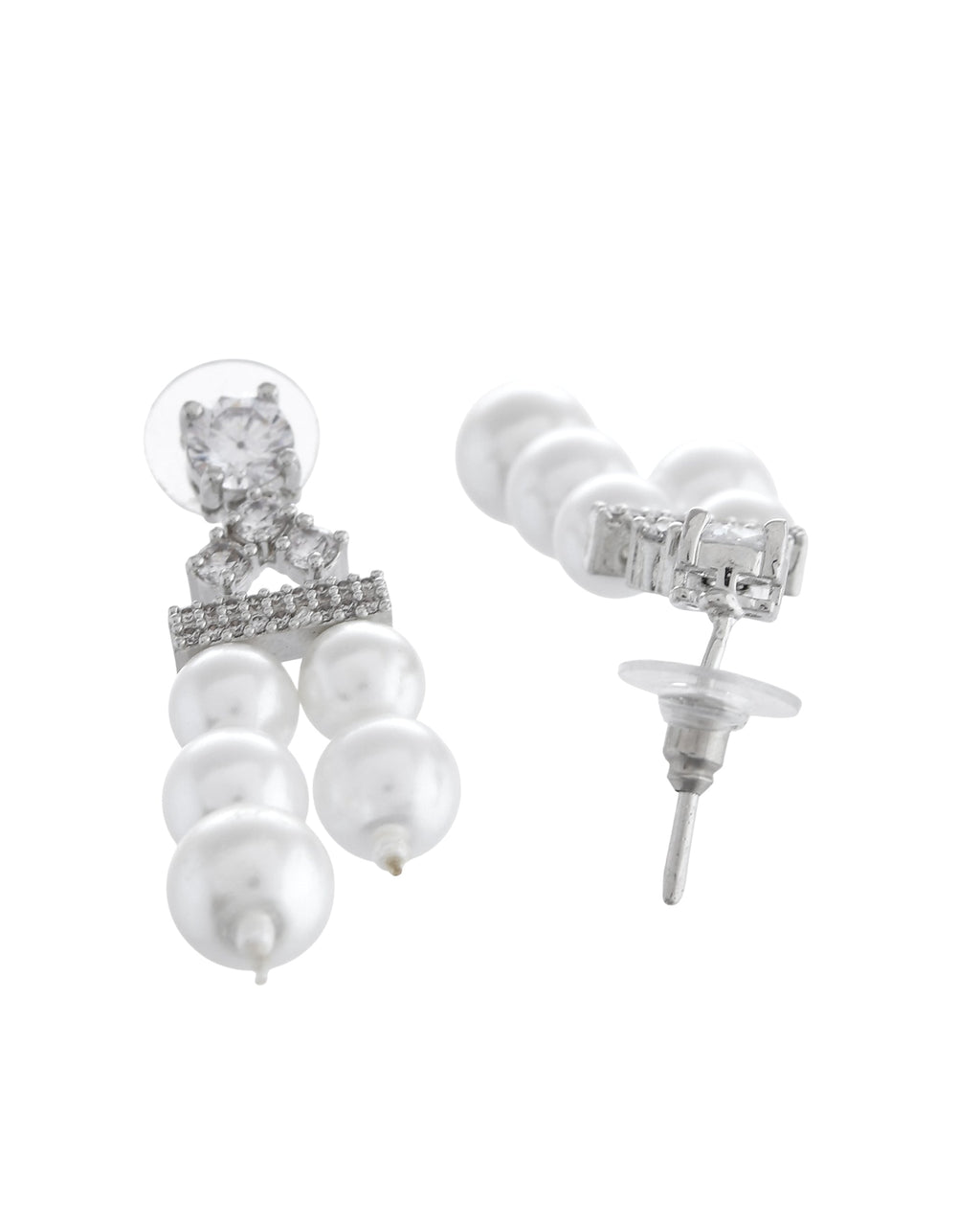 VOJ Silver Plated Pearl & Ad Studded Designer Jewellery Set - Distacart