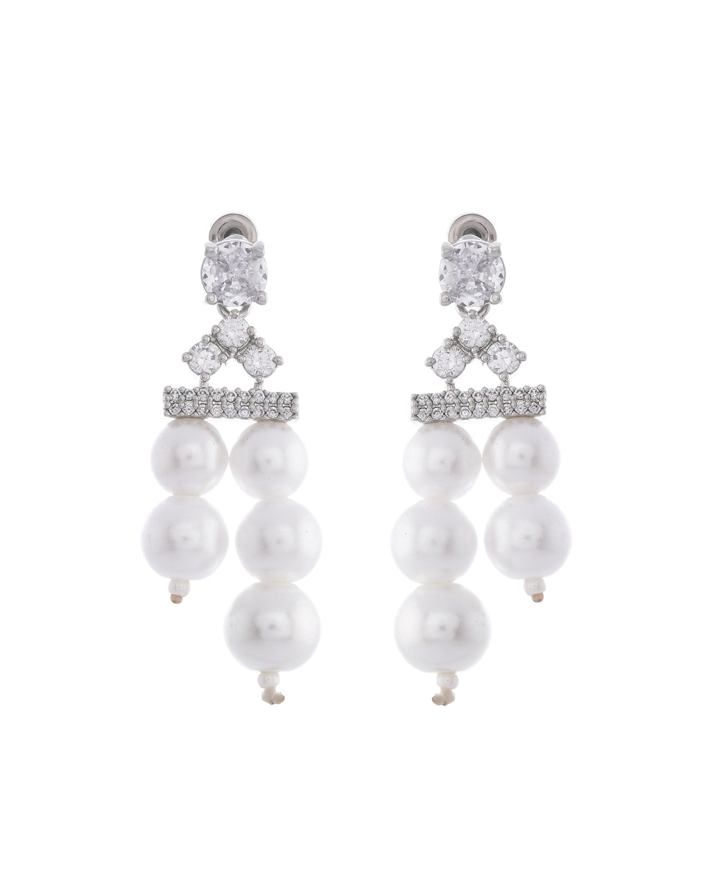 VOJ Silver Plated Pearl & Ad Studded Designer Jewellery Set - Distacart