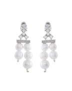 VOJ Silver Plated Pearl & Ad Studded Designer Jewellery Set - Distacart