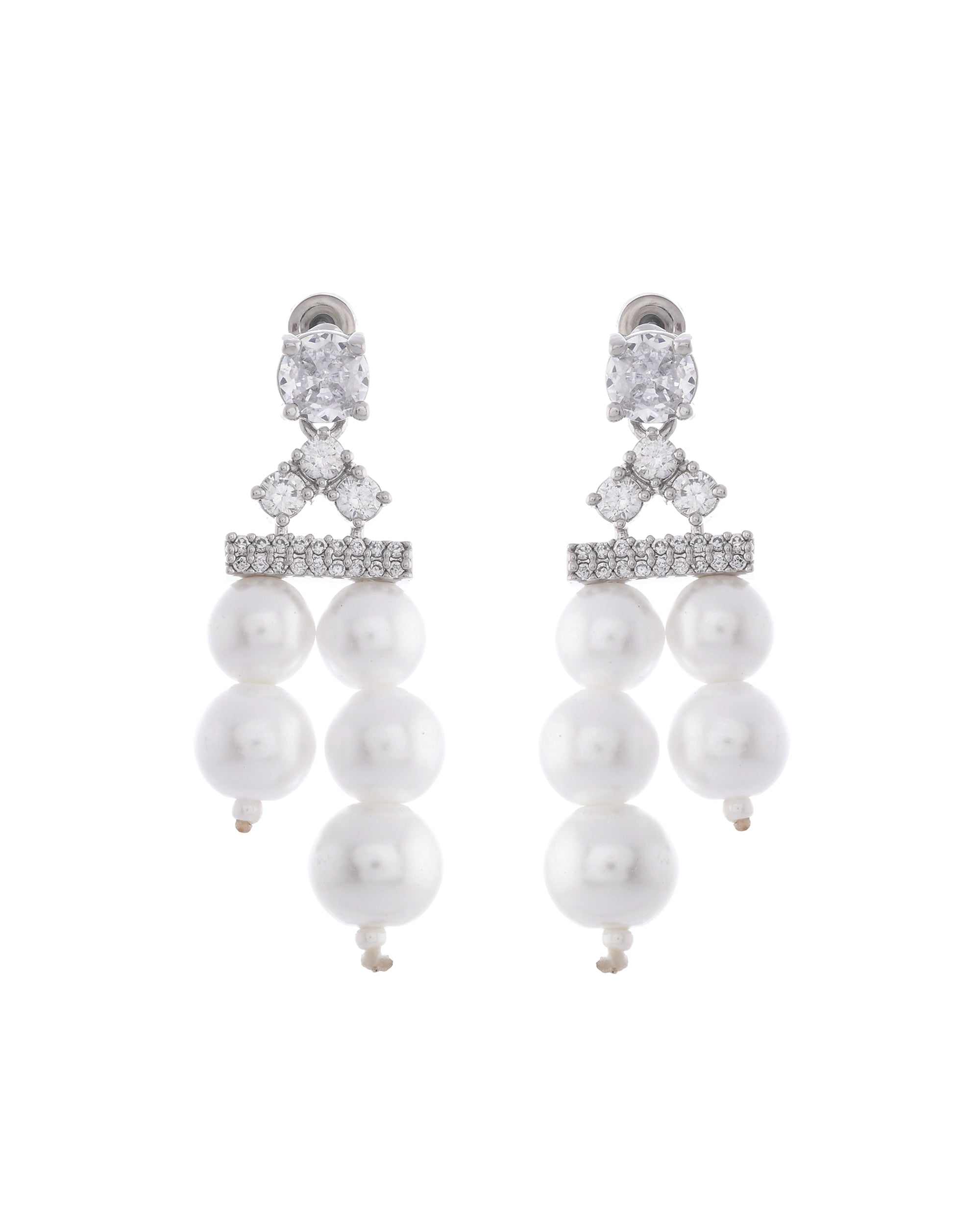 VOJ Silver Plated Pearl & Ad Studded Designer Jewellery Set - Distacart