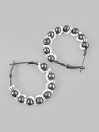 VOJ White Pearl With Silver Bead Hoop Earrings - Distacart