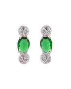 VOJ Silver Plated Green Stone Studded Necklace With Earrings, Ring And Bracelet Set