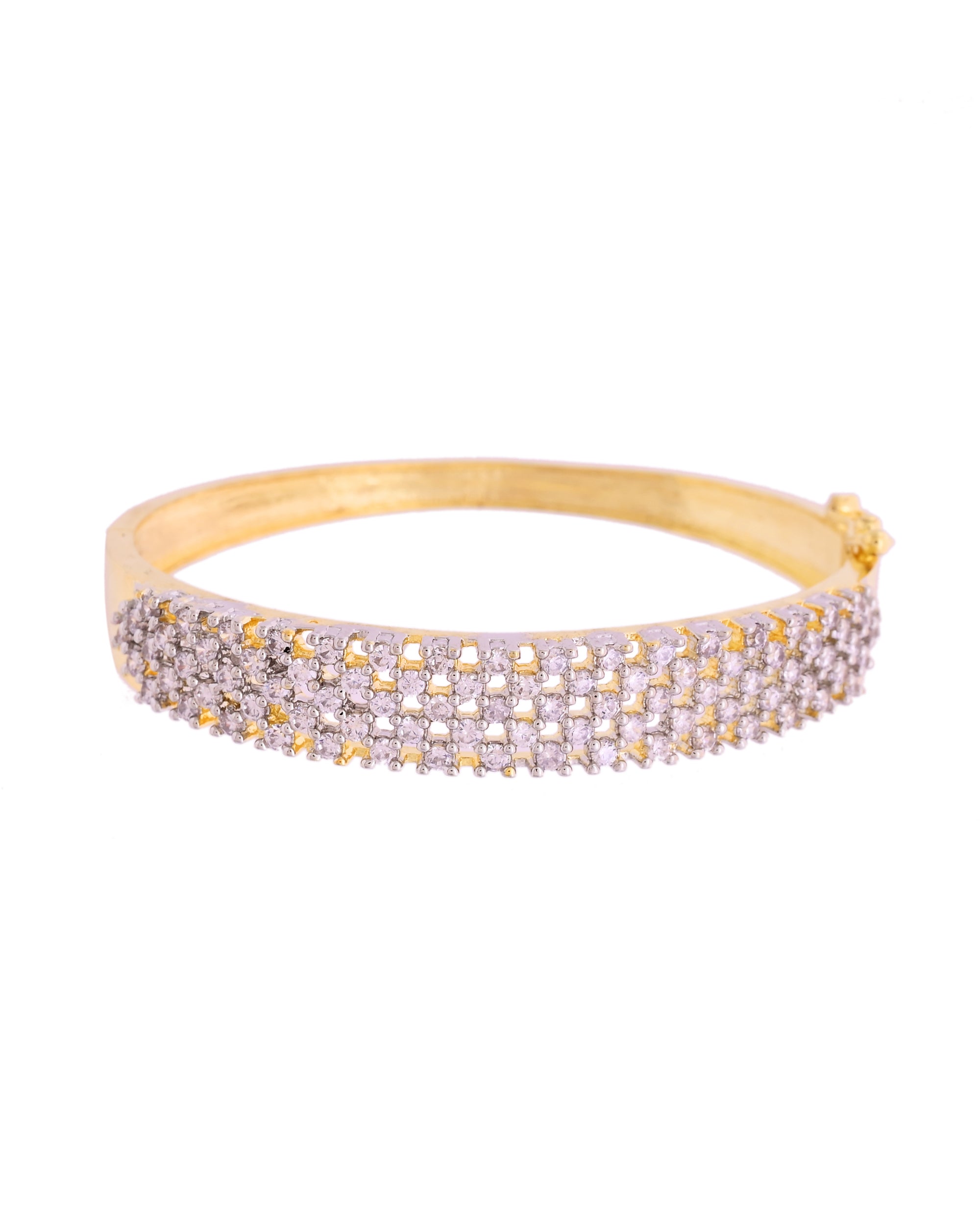 VOJ Women Gold Polished Cz Studded Kada Bracelet - Distacart