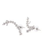 VOJ Silver Plated Cz Stone Studded Teardrop Shaped Ear Cuff Earrings - Distacart
