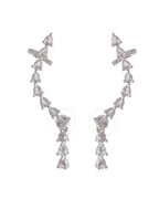 VOJ Silver Plated Cz Stone Studded Teardrop Shaped Ear Cuff Earrings - Distacart