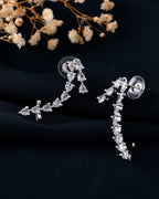 VOJ Silver Plated Cz Stone Studded Teardrop Shaped Ear Cuff Earrings - Distacart
