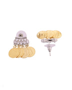 VOJ Gold Polished Small Coin & Stone Studded Studs Earrings - Distacart