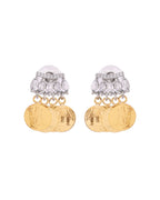VOJ Gold Polished Small Coin & Stone Studded Studs Earrings - Distacart