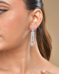 VOJ Silver Plated Ad Stone Studded Long Earrings - Distacart