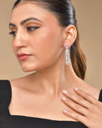VOJ Silver Plated Ad Stone Studded Long Earrings - Distacart