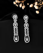 VOJ Silver Plated Ad Stone Studded Long Earrings - Distacart