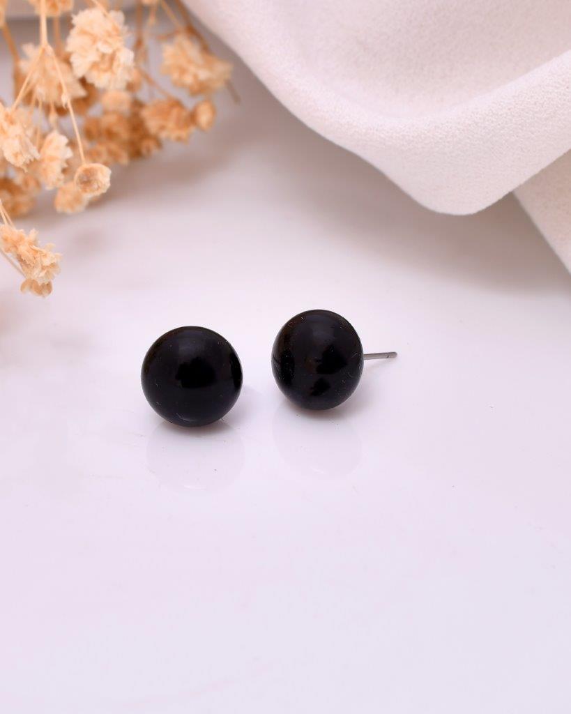 VOJ Black Circular Studs Earrings - Distacart
