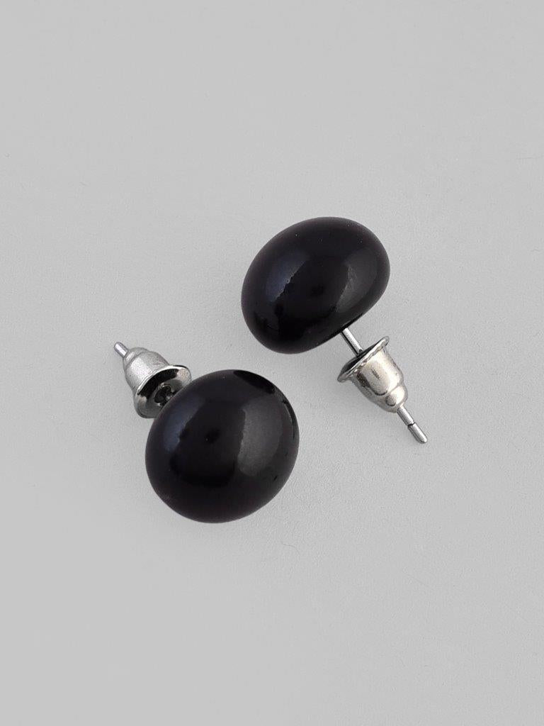 VOJ Black Circular Studs Earrings - Distacart