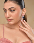 VOJ Silver Plated Blue Stone Studded Teardrop Shaped Earrings - Distacart