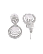 VOJ Silver Plated Stone Studded Teardrop Shaped Earrings - Distacart