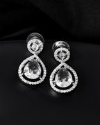 VOJ Silver Plated Stone Studded Teardrop Shaped Earrings - Distacart
