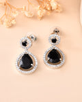 VOJ Silver Plated Black Stone Studded Teardrop Shaped Earrings - Distacart