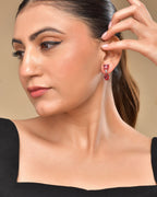 VOJ Silver Plated Red Stone Studded Studs Earrings - Distacart