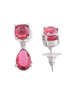 VOJ Silver Plated Red Stone Studded Studs Earrings - Distacart