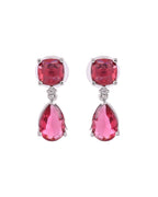 VOJ Silver Plated Red Stone Studded Studs Earrings - Distacart