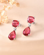 VOJ Silver Plated Red Stone Studded Studs Earrings - Distacart