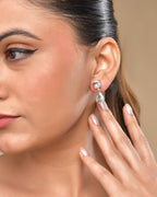VOJ Silver Plated Stone Studded Studs Earrings - Distacart