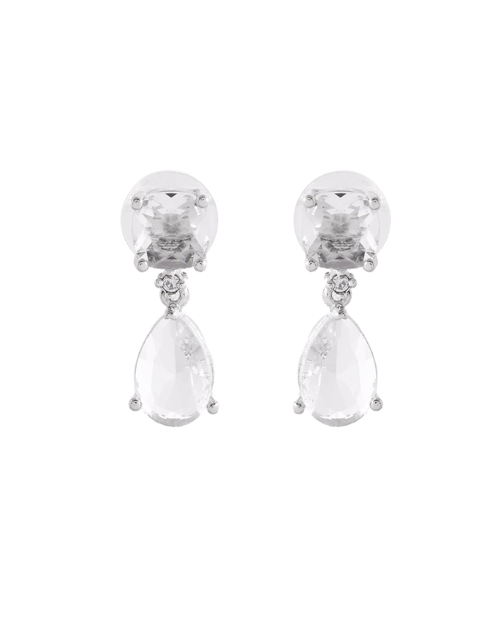 VOJ Silver Plated Stone Studded Studs Earrings - Distacart
